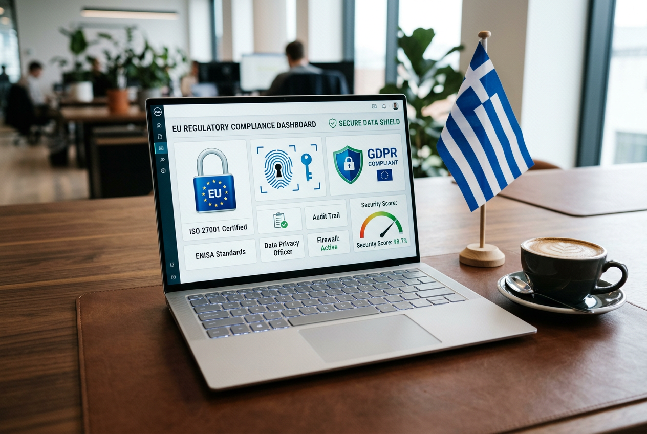 A close-up of a digital security certificate and European gaming license symbols.